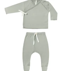 Wrap Top and Footed Pant Set in Sage by Quincy Mae