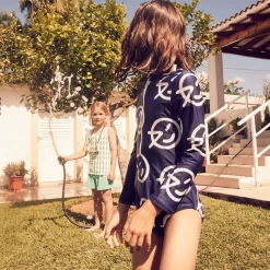 Wynken UV Long Sleeve Swimsuit in Bright Navy/Ecru by Wynken - Last One In Stock - 6 Years