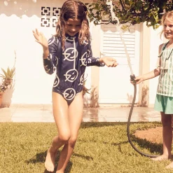 Wynken UV Long Sleeve Swimsuit in Bright Navy/Ecru by Wynken - Last One In Stock - 6 Years
