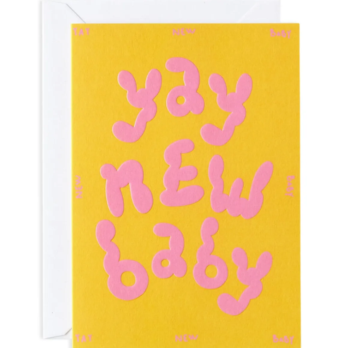 Yay New Baby Embossed Greetings Card by Micke Lindebergh for Wrap