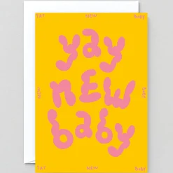 Yay New Baby Embossed Greetings Card by Micke Lindebergh for Wrap