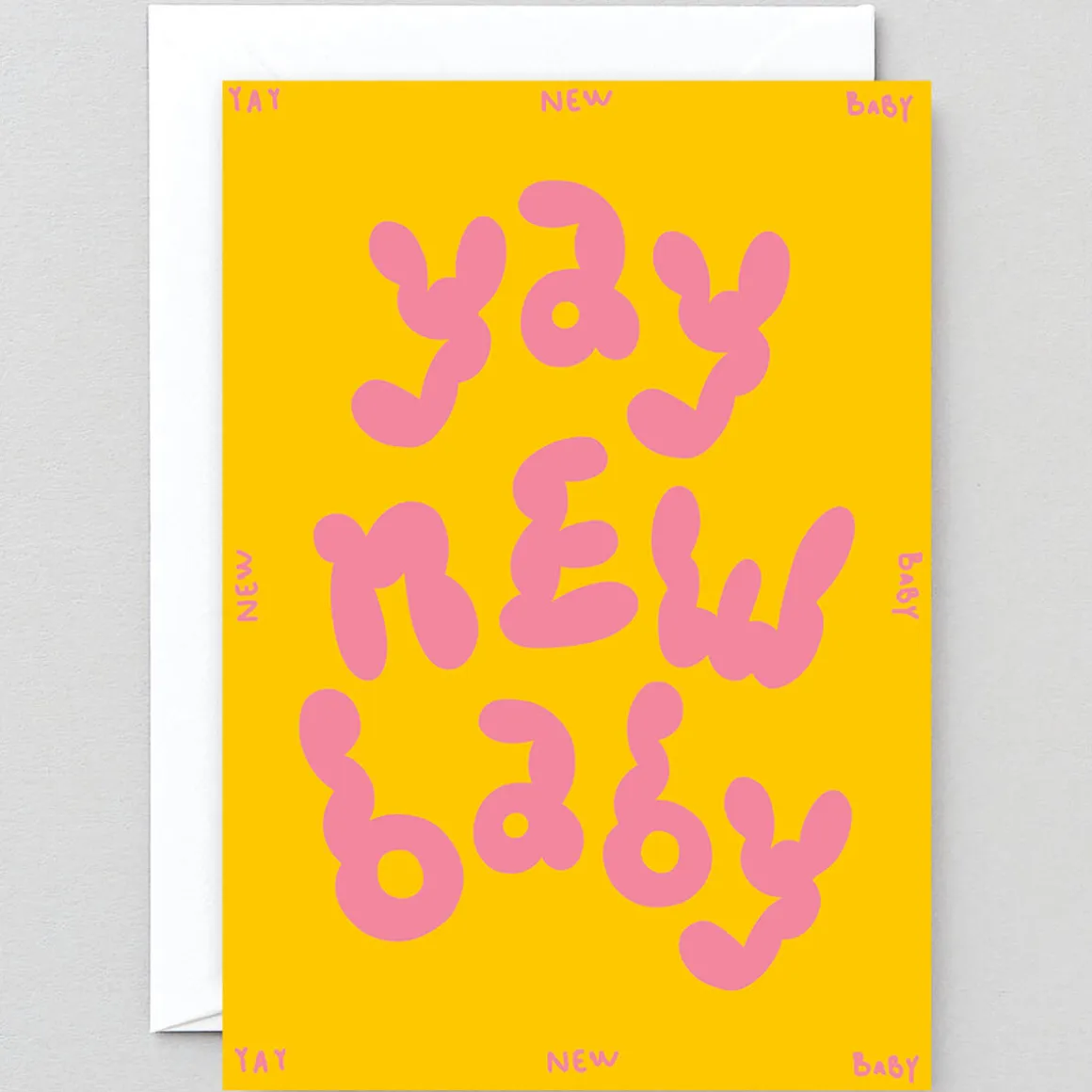 Yay New Baby Embossed Greetings Card by Micke Lindebergh for Wrap