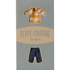 Yellow Checked Shirt & Pants Set for Dad Mouse by Maileg