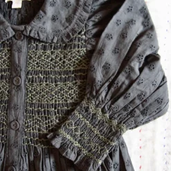 Yse Dress in Charcoal Broderie Anglaise by Bonjour