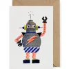 Zap Robot Greetings Card by Petra Boase