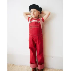 Zip Overall in Vintage Red Denim by Misha & Puff