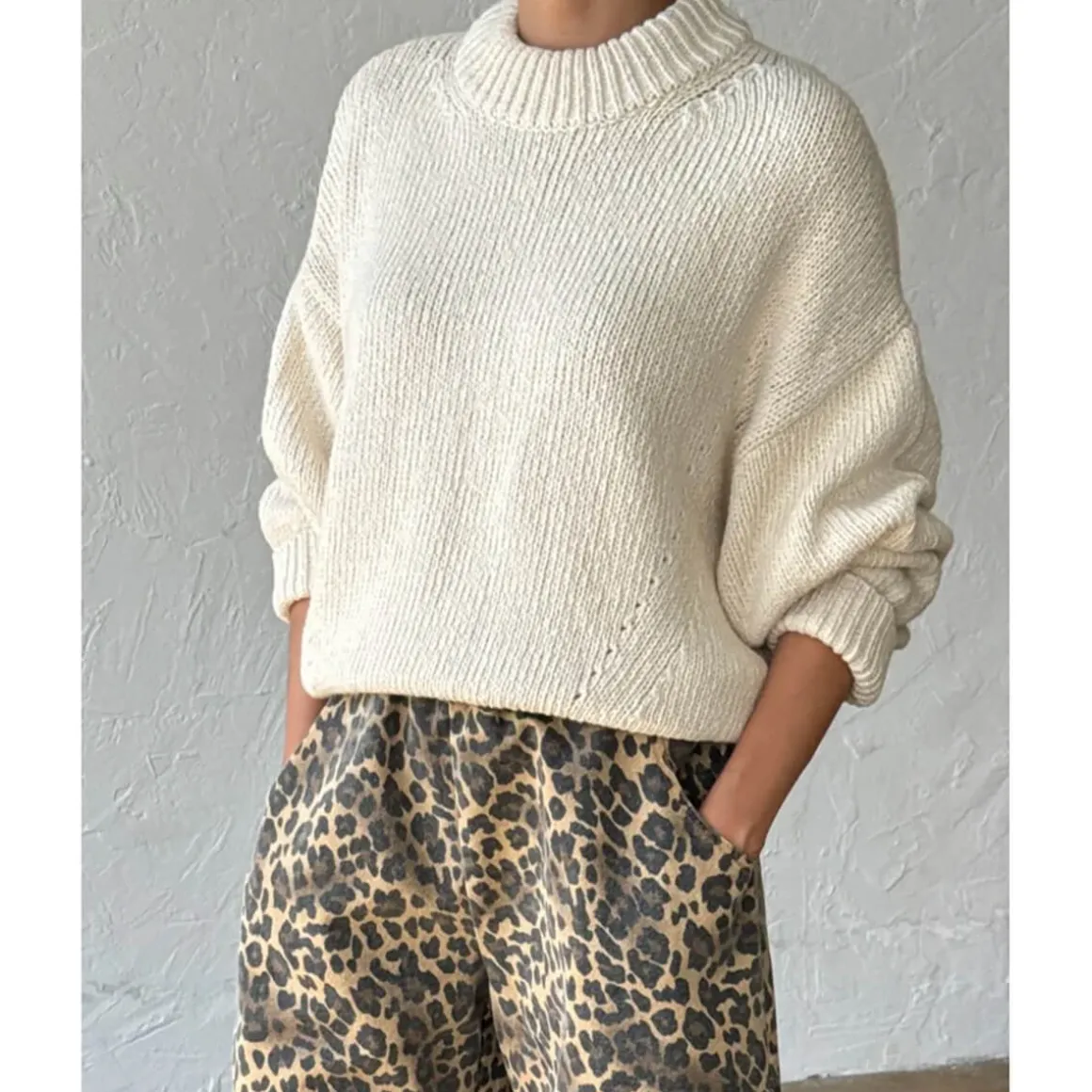 Zoe Cotton Sweater in Natural by Le Bon Shoppe