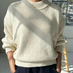 Zoe Cotton Sweater in Natural by Le Bon Shoppe